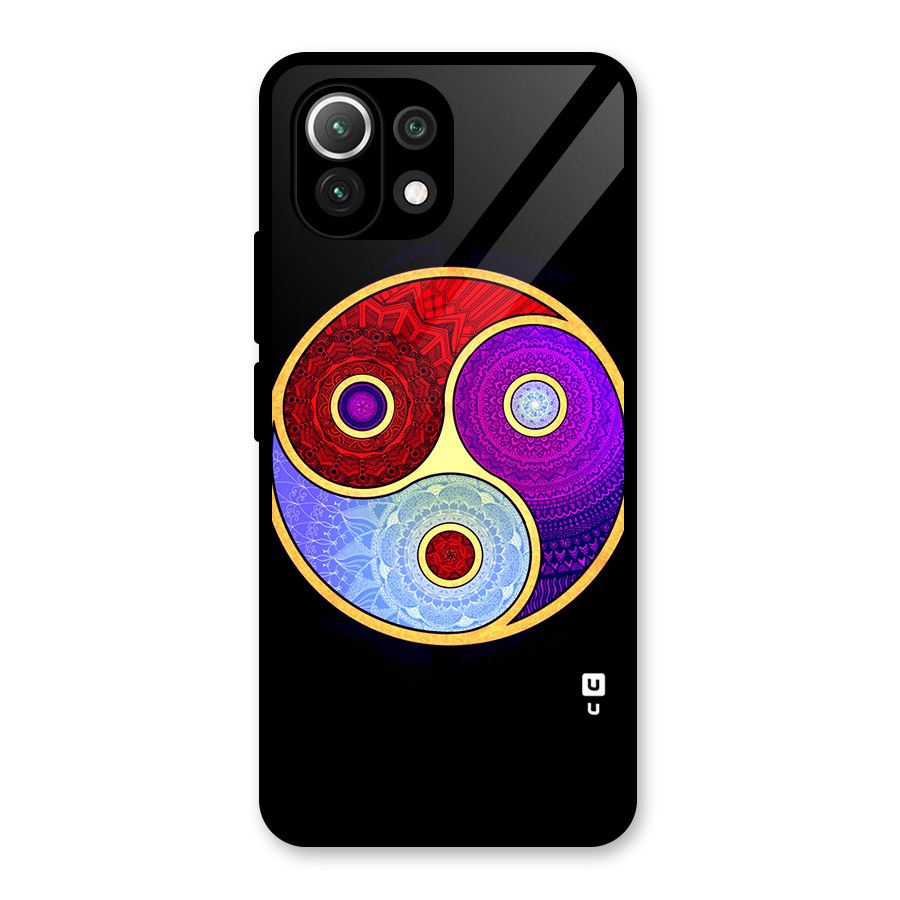 Yin Yang Mandala Design Glass Back Case for Mi 11 Lite