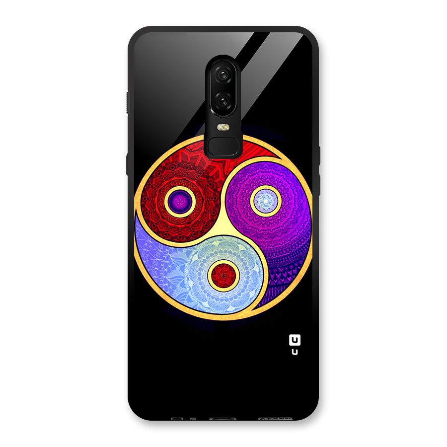 Yin Yang Mandala Design Glass Back Case for OnePlus 6