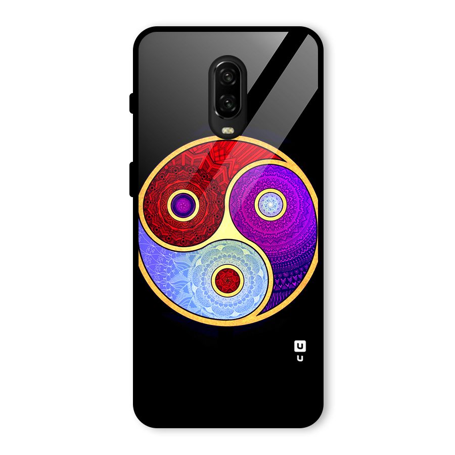 Yin Yang Mandala Design Glass Back Case for OnePlus 6T