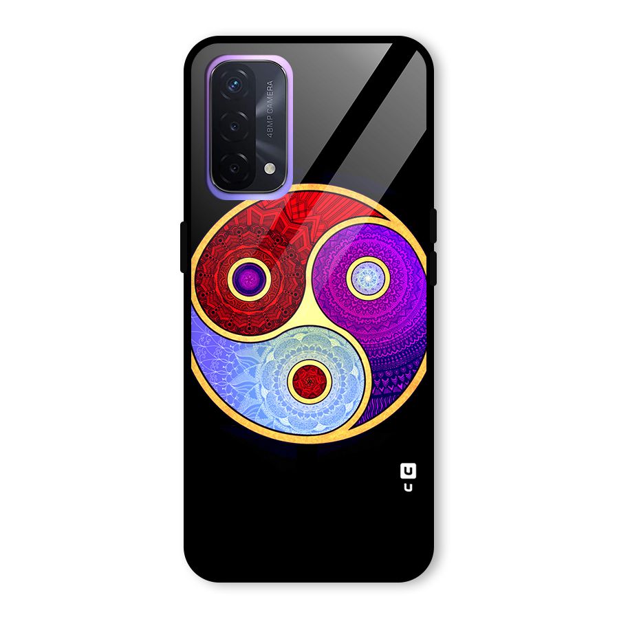 Yin Yang Mandala Design Glass Back Case for Oppo A74 5G