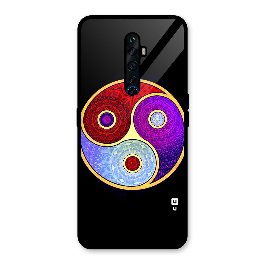 Yin Yang Mandala Design Glass Back Case for Oppo Reno2 F
