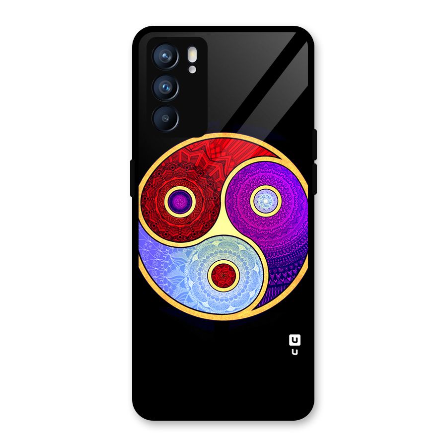 Yin Yang Mandala Design Glass Back Case for Oppo Reno6 5G
