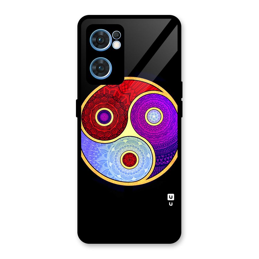 Yin Yang Mandala Design Glass Back Case for Oppo Reno7 5G