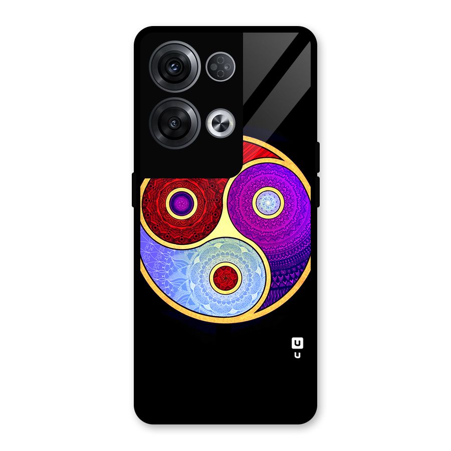 Yin Yang Mandala Design Glass Back Case for Oppo Reno8 Pro 5G
