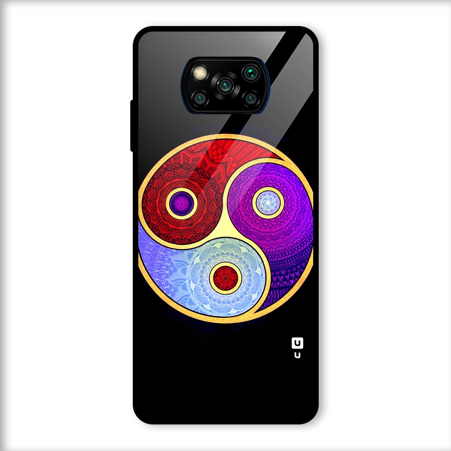 Yin Yang Mandala Design Glass Back Case for Poco X3