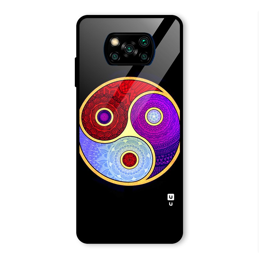 Yin Yang Mandala Design Glass Back Case for Poco X3 Pro