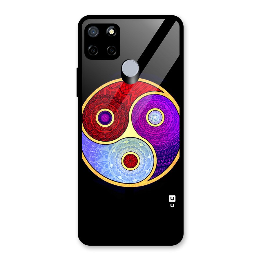 Yin Yang Mandala Design Glass Back Case for Realme Narzo 20