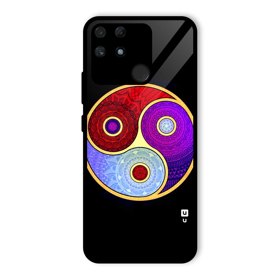 Yin Yang Mandala Design Glass Back Case for Realme Narzo 50A