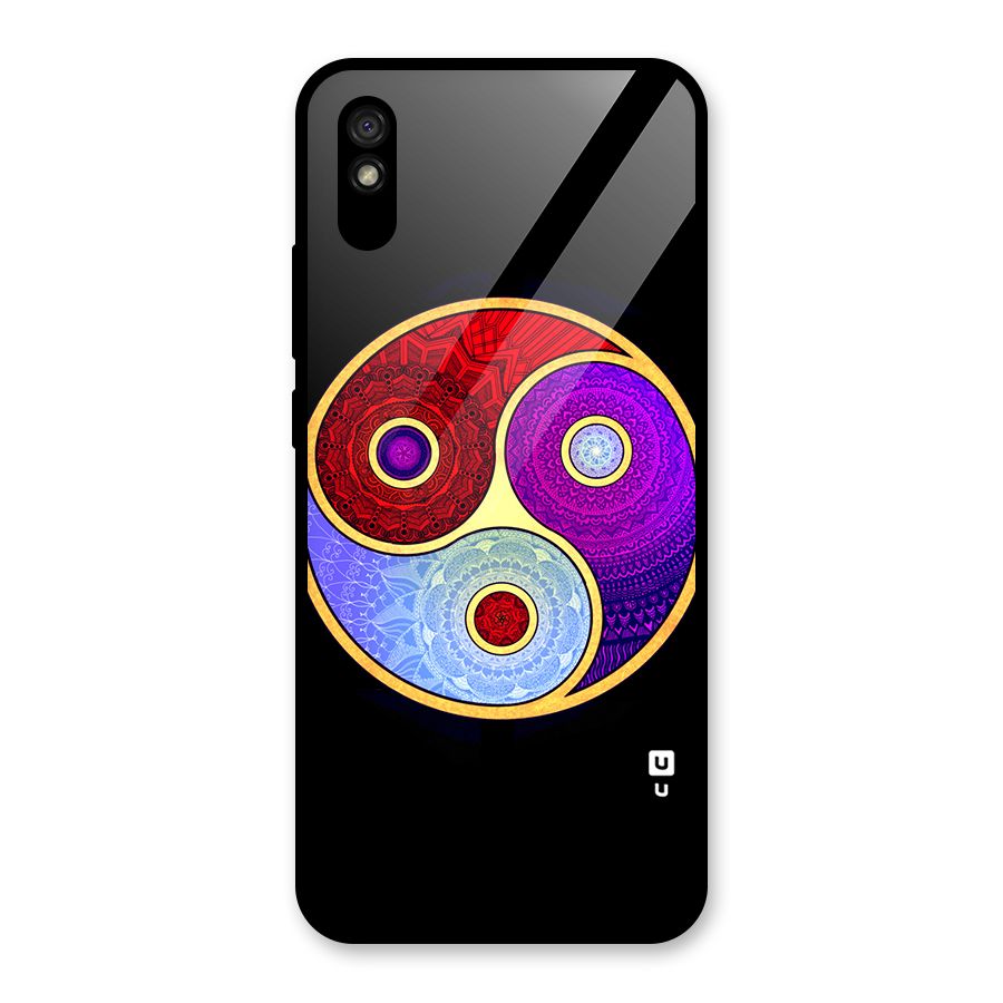 Yin Yang Mandala Design Glass Back Case for Redmi 9A