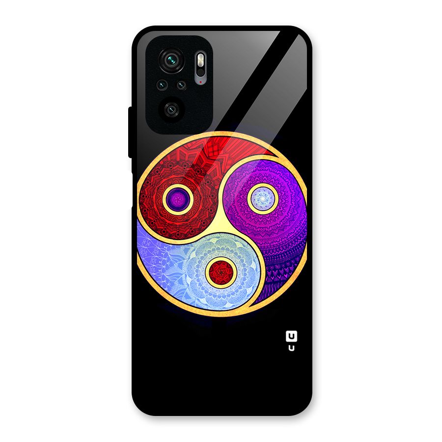 Yin Yang Mandala Design Glass Back Case for Redmi Note 10S