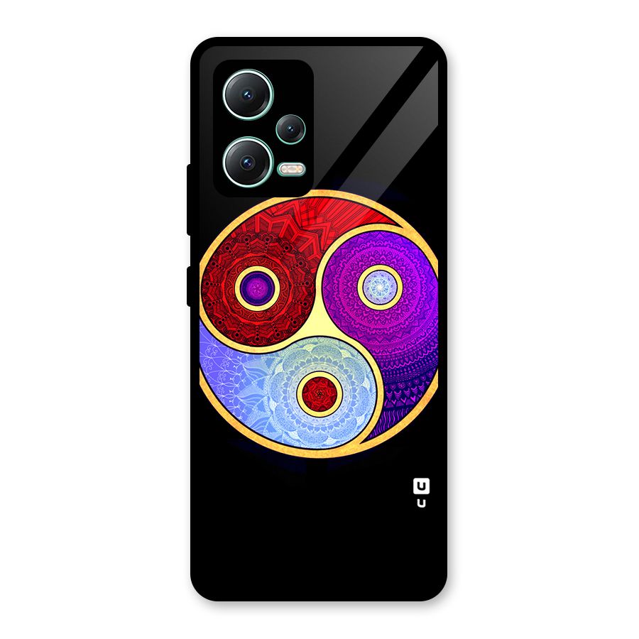 Yin Yang Mandala Design Glass Back Case for Redmi Note 12 5G