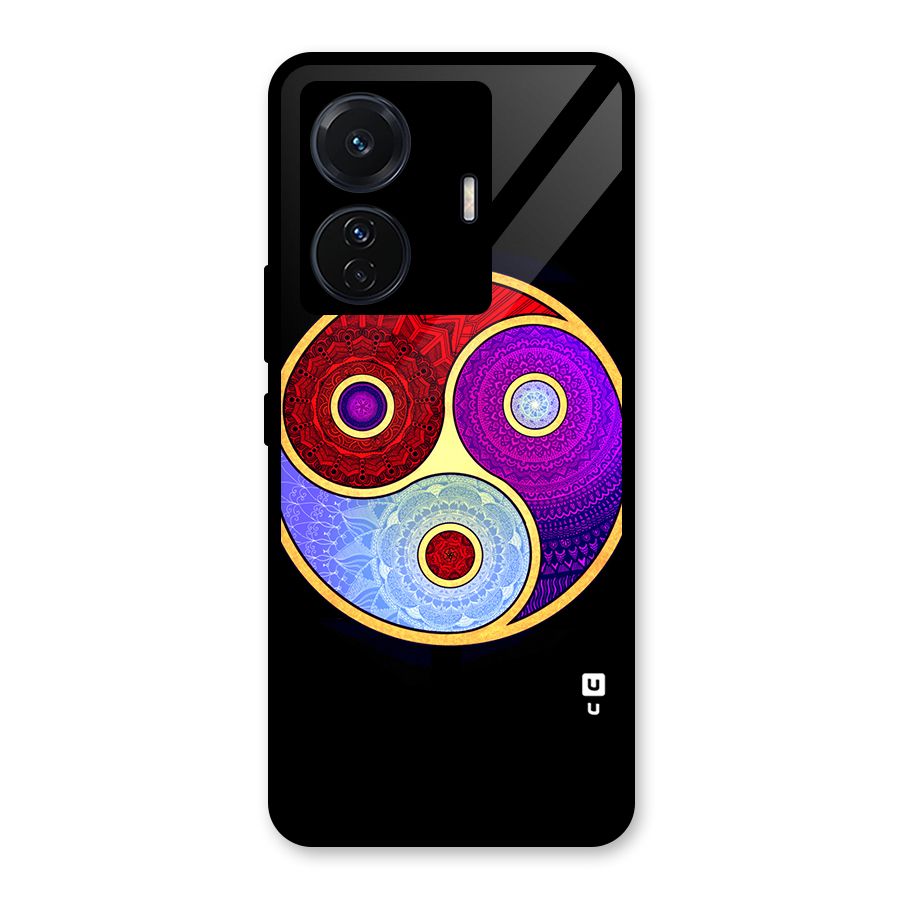 Yin Yang Mandala Design Glass Back Case for Vivo T1 Pro