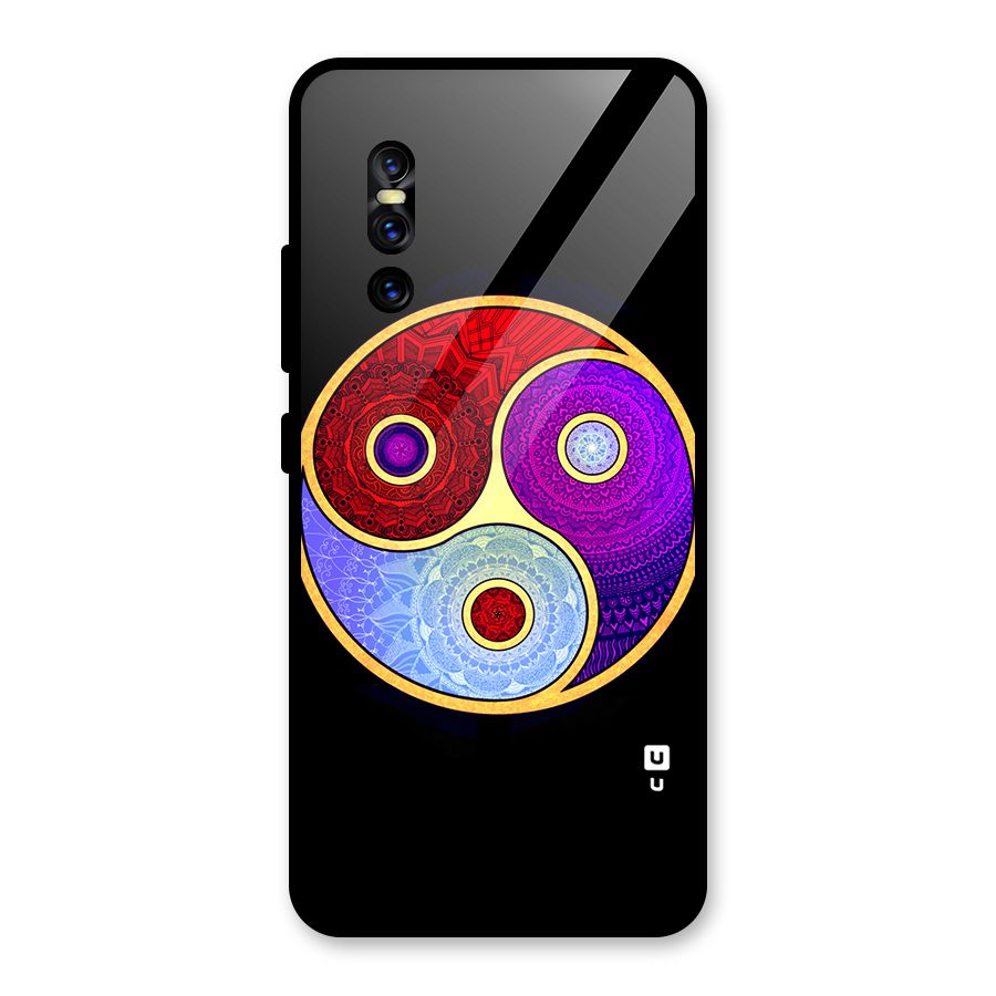 Yin Yang Mandala Design Glass Back Case for Vivo V15 Pro