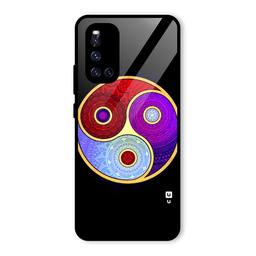 Yin Yang Mandala Design Glass Back Case for Vivo V19