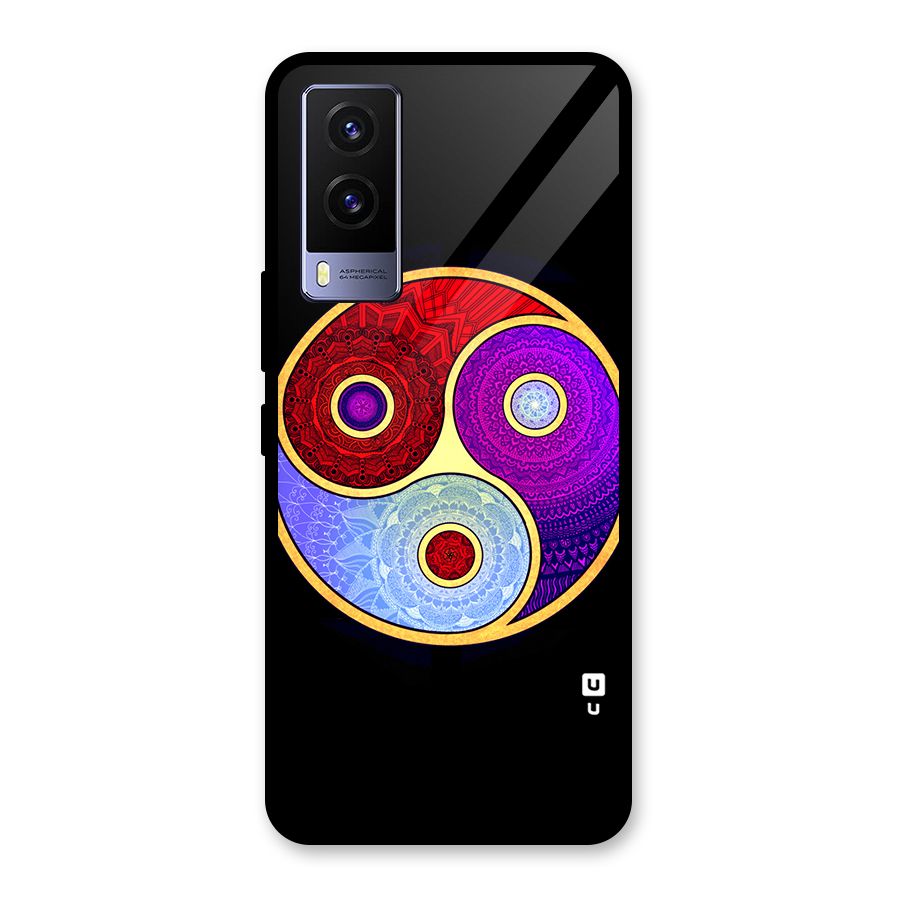 Yin Yang Mandala Design Glass Back Case for Vivo V21e 5G