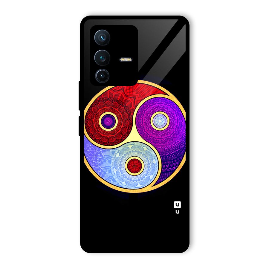 Yin Yang Mandala Design Glass Back Case for Vivo V23 Pro