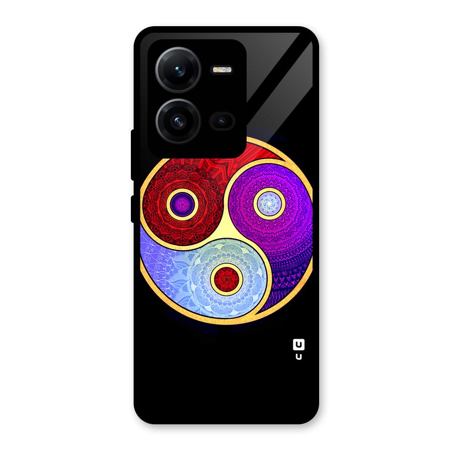 Yin Yang Mandala Design Glass Back Case for Vivo V25
