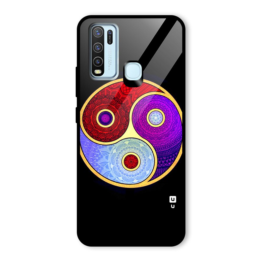 Yin Yang Mandala Design Glass Back Case for Vivo Y30