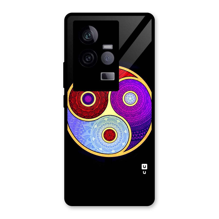 Yin Yang Mandala Design Glass Back Case for Vivo iQOO 11 5G