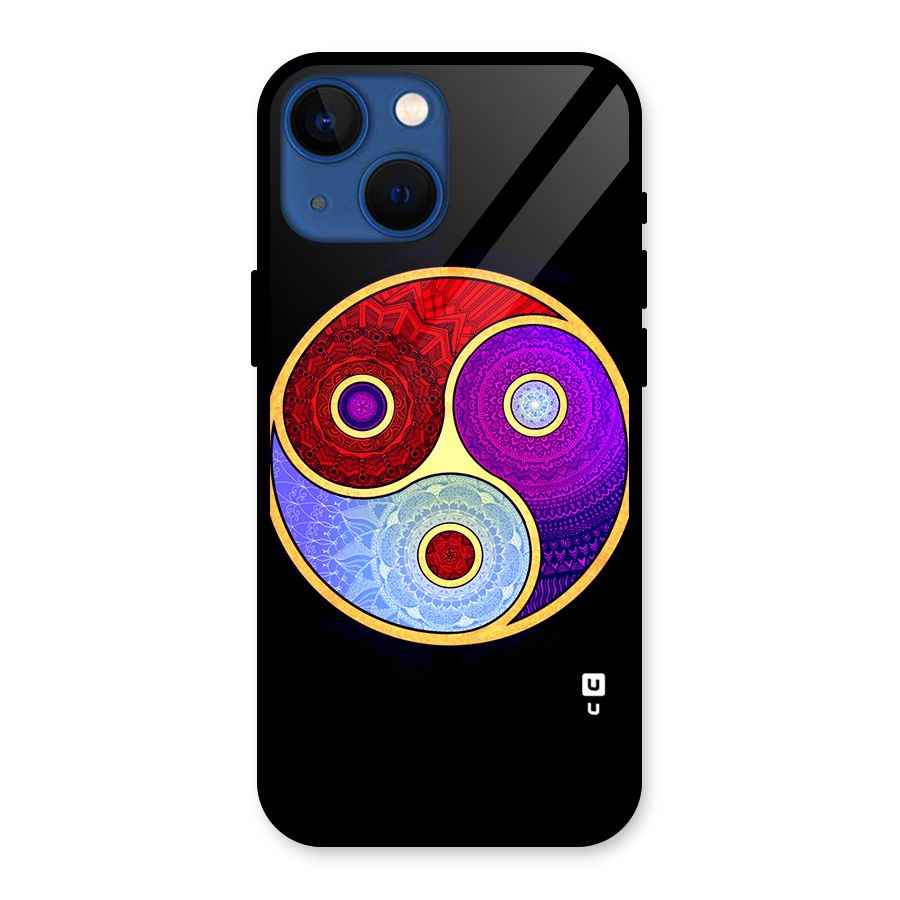 Yin Yang Mandala Design Glass Back Case for iPhone 13 Mini