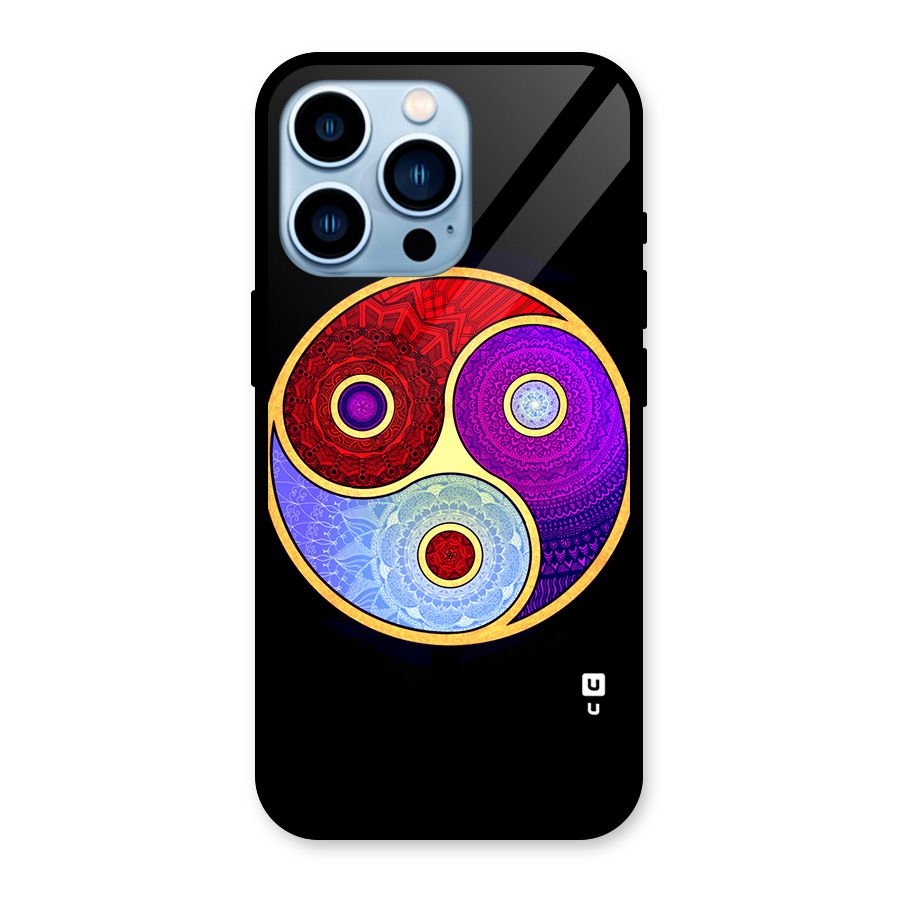 Yin Yang Mandala Design Glass Back Case for iPhone 13 Pro