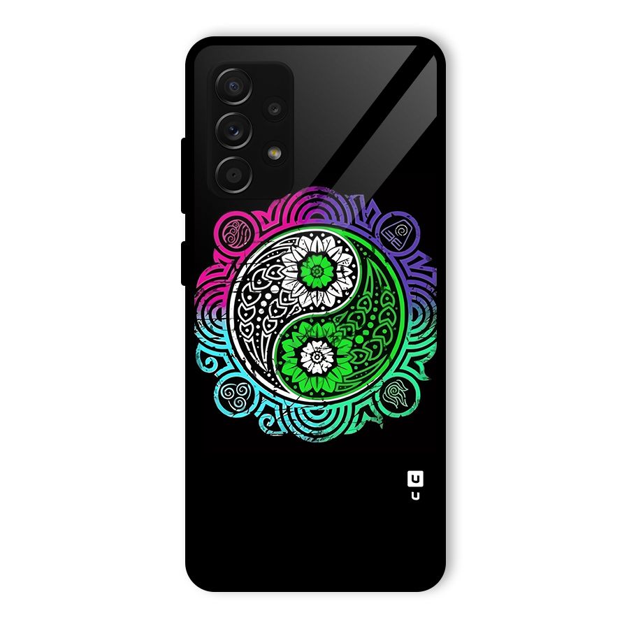 Yin and Yang Colorful Mandala Glass Back Case for Galaxy A53 5G