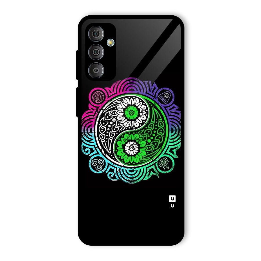 Yin and Yang Colorful Mandala Glass Back Case for Galaxy F23