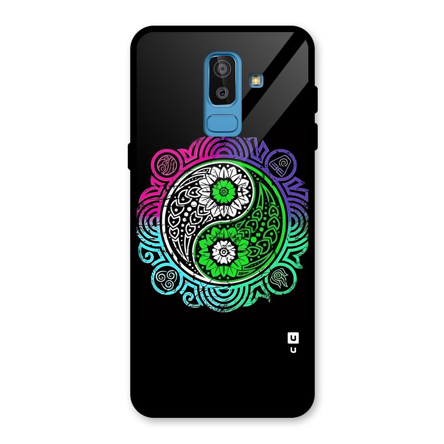 Yin and Yang Colorful Mandala Glass Back Case for Galaxy J8