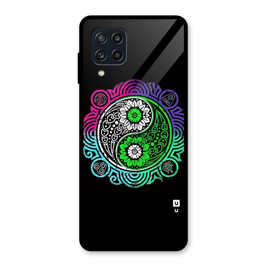 Yin and Yang Colorful Mandala Glass Back Case for Galaxy M32