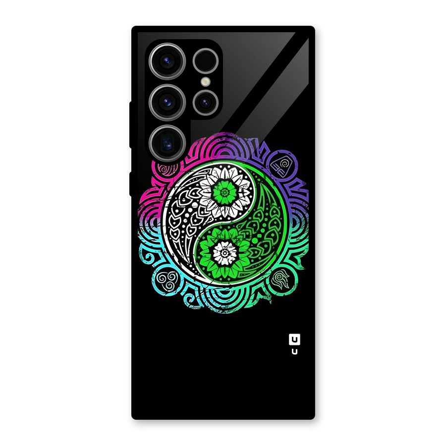 Yin and Yang Colorful Mandala Glass Back Case for Galaxy S23 Ultra