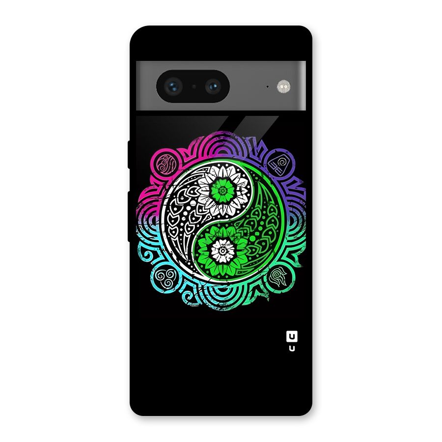 Yin and Yang Colorful Mandala Glass Back Case for Google Pixel 7