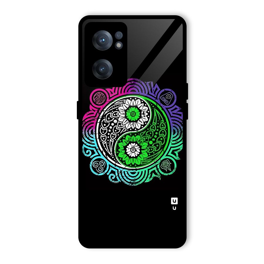 Yin and Yang Colorful Mandala Glass Back Case for OnePlus Nord CE 2 5G