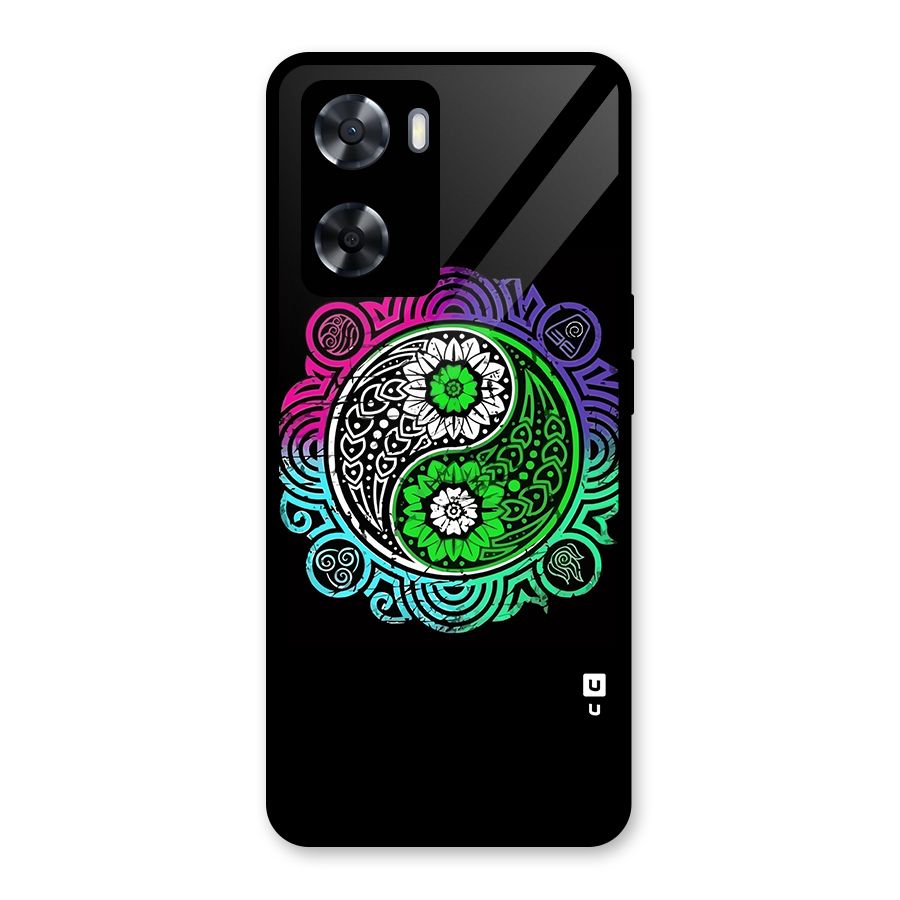 Yin and Yang Colorful Mandala Glass Back Case for Oppo A57 2022