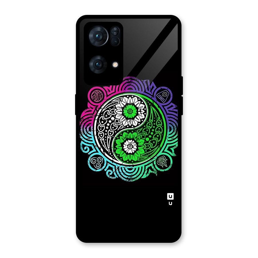 Yin and Yang Colorful Mandala Glass Back Case for Oppo Reno7 Pro 5G
