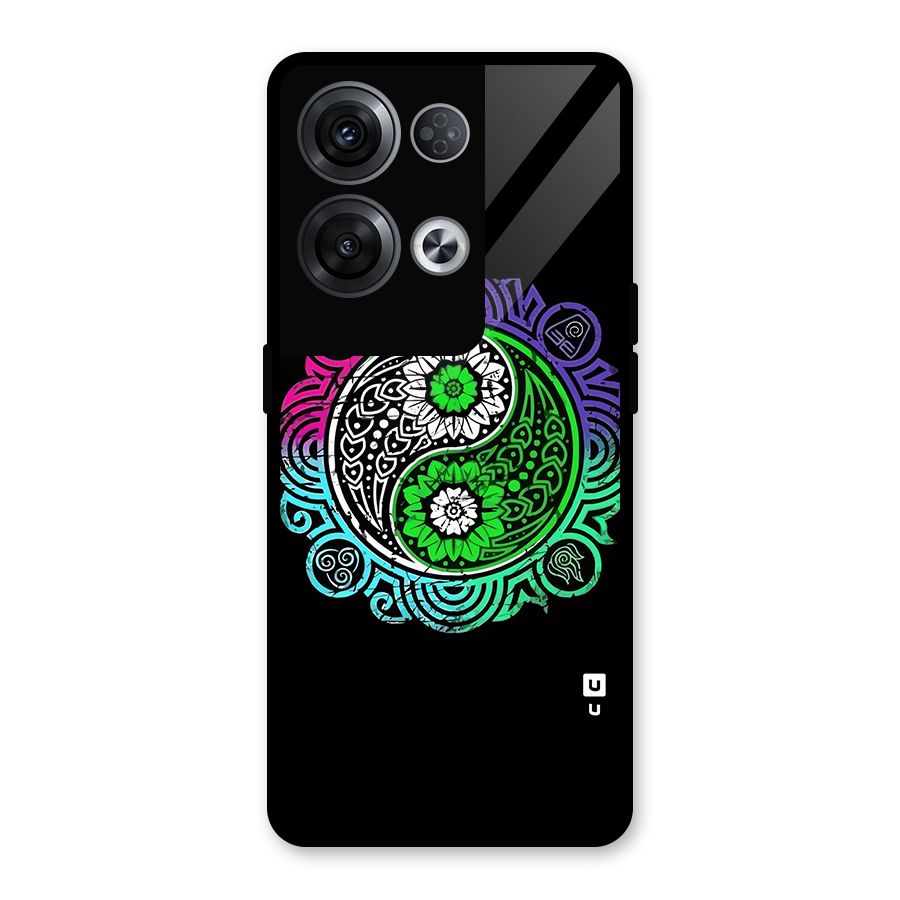 Yin and Yang Colorful Mandala Glass Back Case for Oppo Reno8 Pro 5G