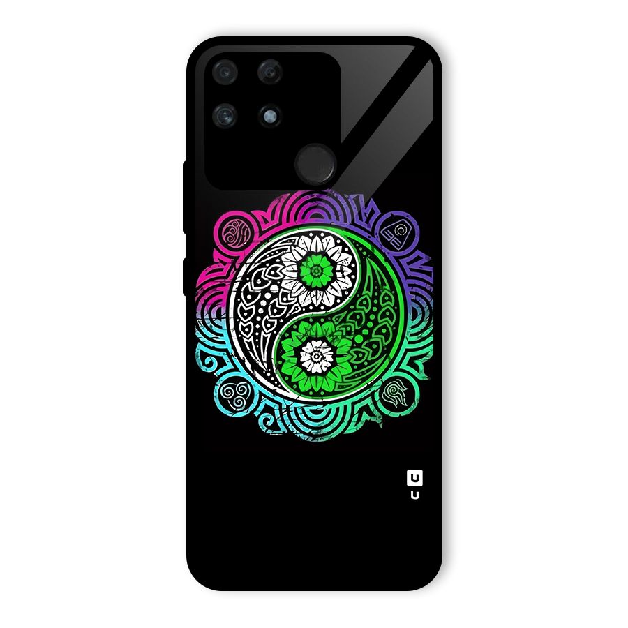 Yin and Yang Colorful Mandala Glass Back Case for Realme Narzo 50A