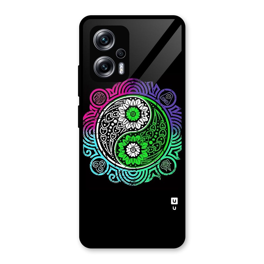 Yin and Yang Colorful Mandala Glass Back Case for Redmi K50i