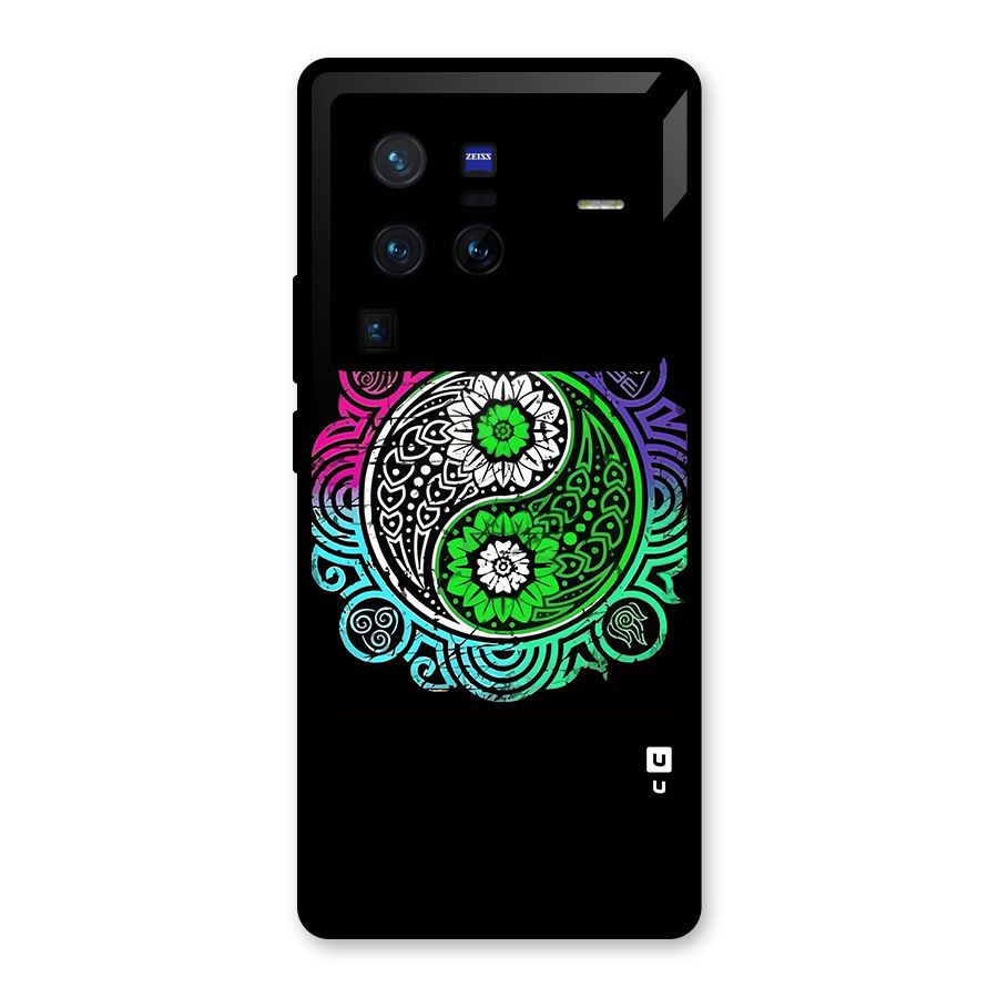 Yin and Yang Colorful Mandala Glass Back Case for Vivo X80 Pro