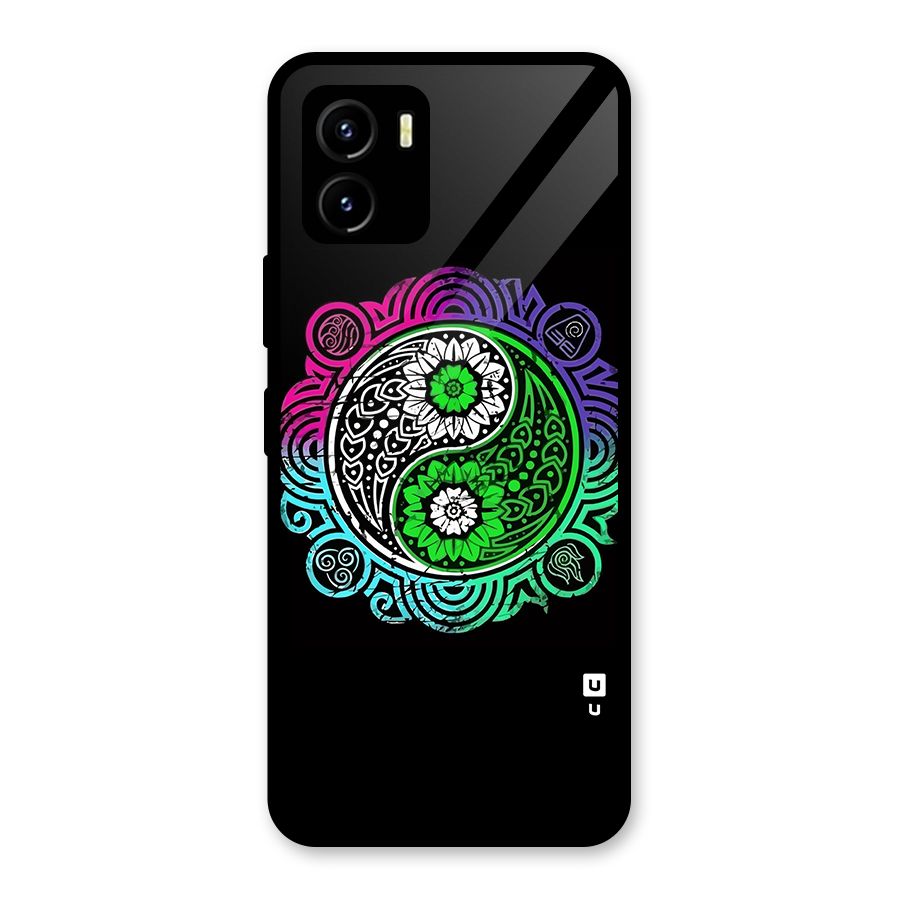 Yin and Yang Colorful Mandala Glass Back Case for Vivo Y15s