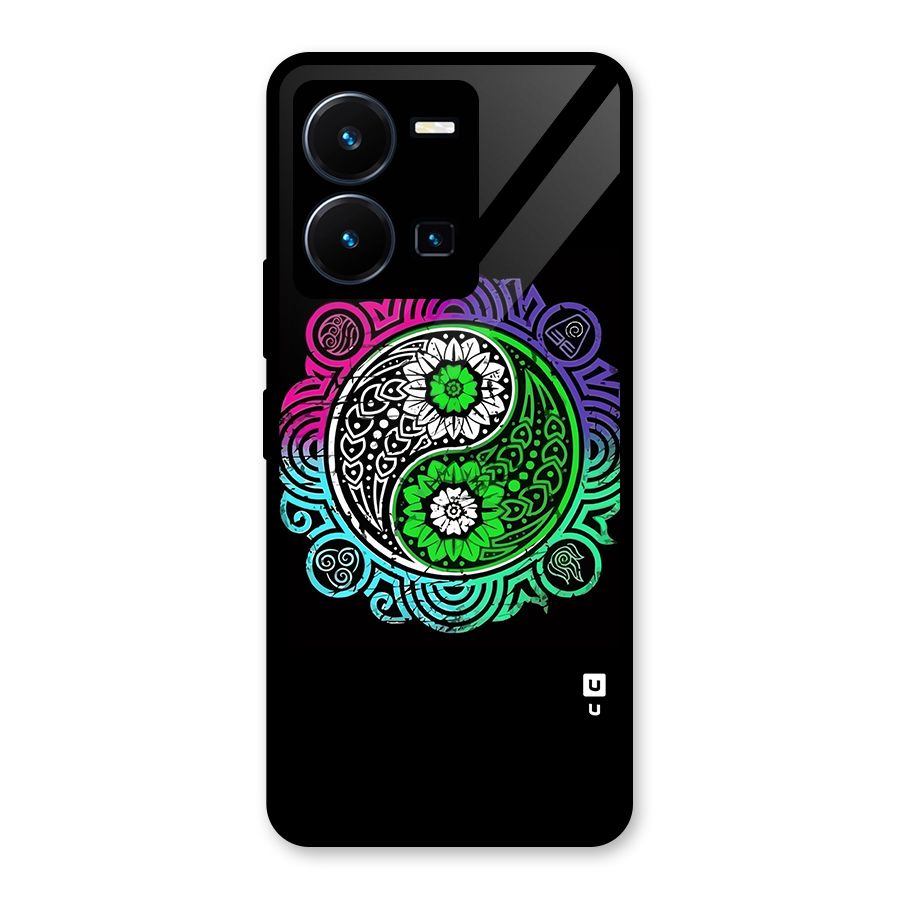 Yin and Yang Colorful Mandala Glass Back Case for Vivo Y35