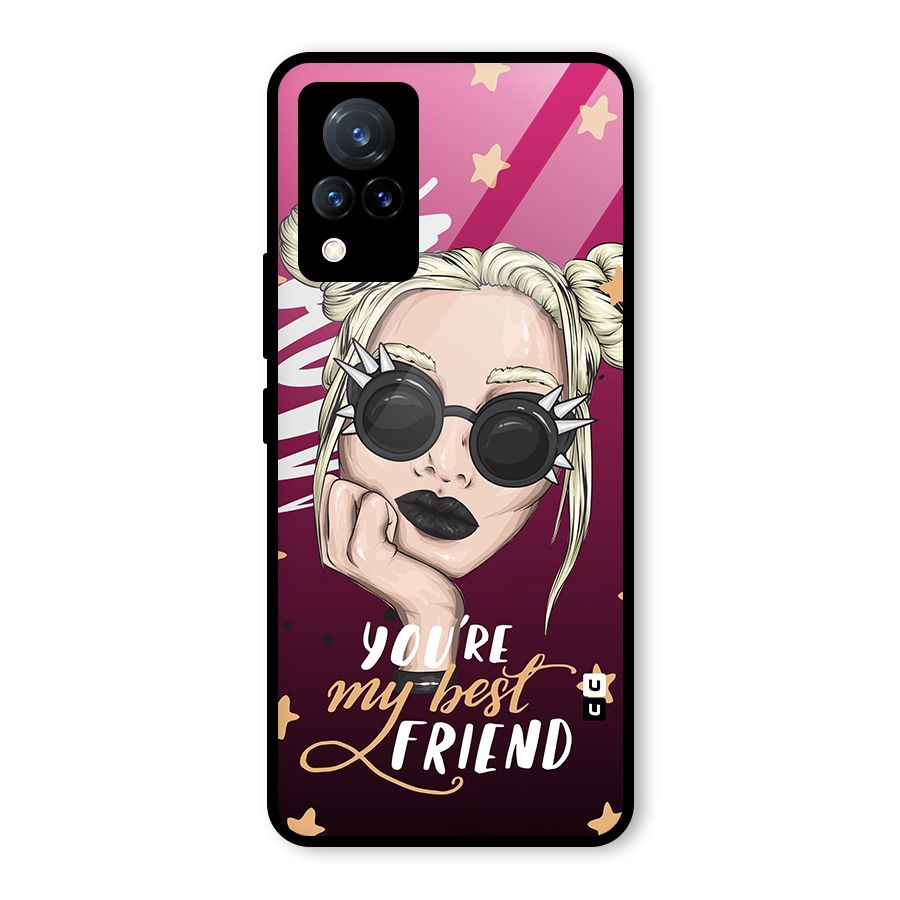 You My Best Friend Glass Back Case for Vivo V21 5G