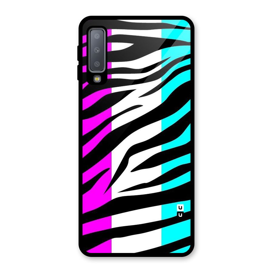 Zebra Texture Glass Back Case for Galaxy A7 (2018)