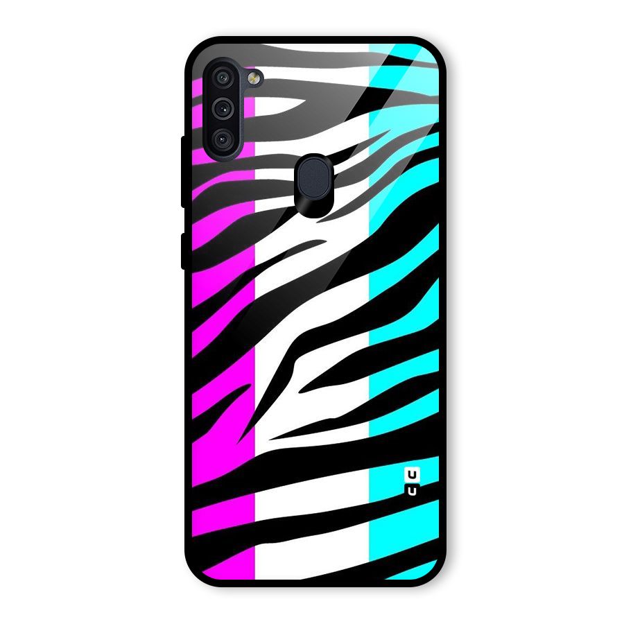 Zebra Texture Glass Back Case for Galaxy M11