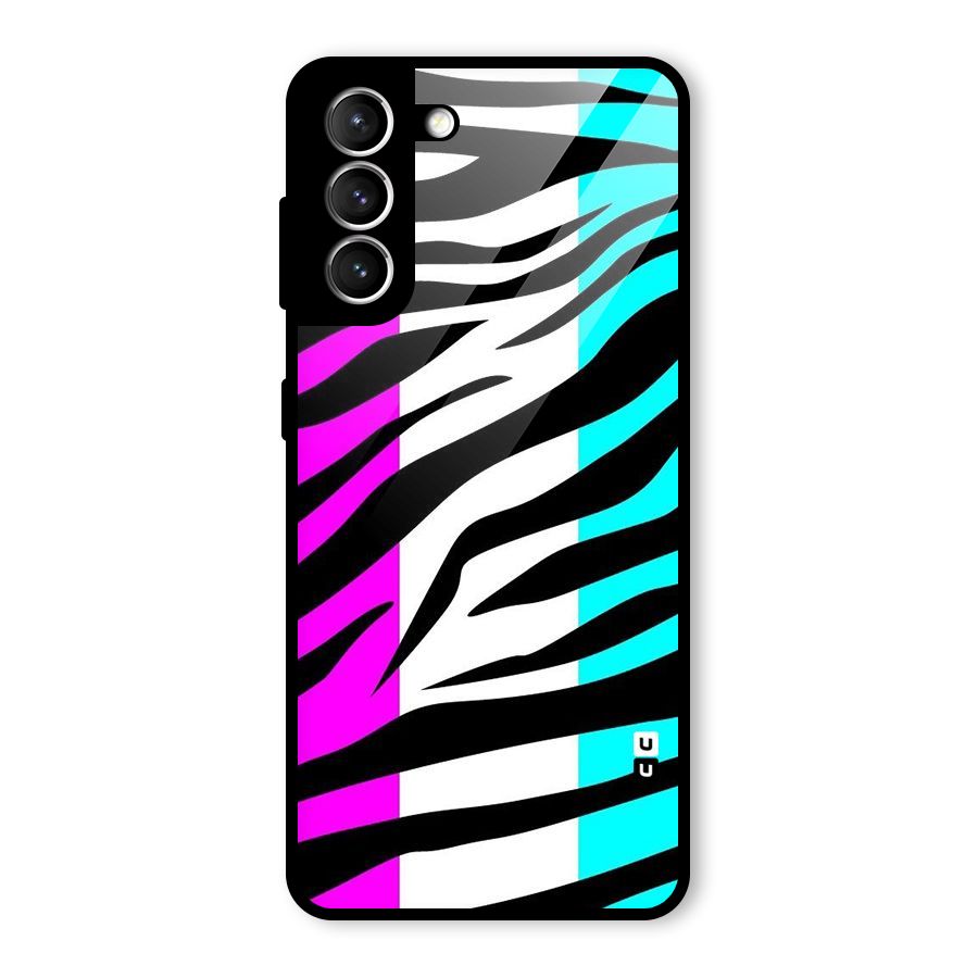 Zebra Texture Glass Back Case for Galaxy S21 5G