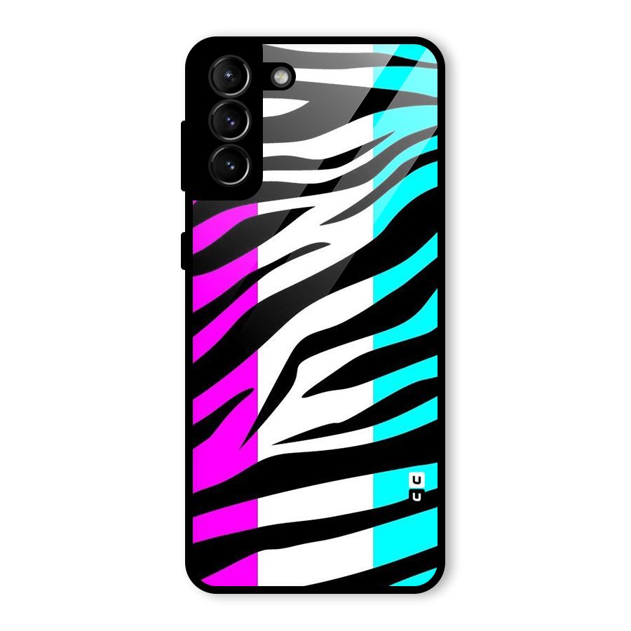 Zebra Texture Glass Back Case for Galaxy S21 Plus