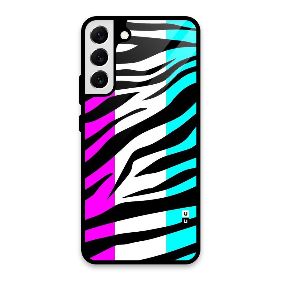 Zebra Texture Glass Back Case for Galaxy S22 Plus 5G
