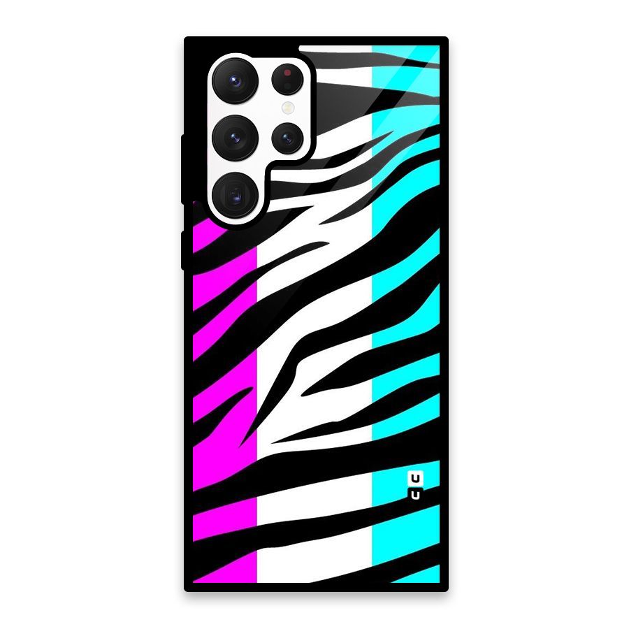 Zebra Texture Glass Back Case for Galaxy S22 Ultra 5G