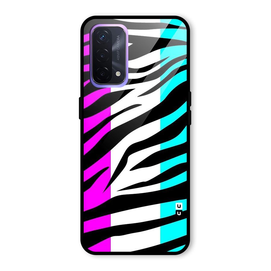 Zebra Texture Glass Back Case for Oppo A74 5G