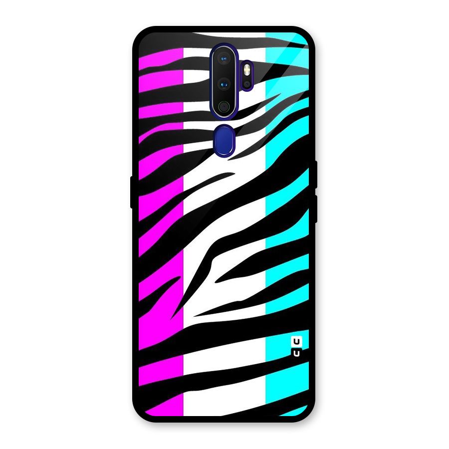 Zebra Texture Glass Back Case for Oppo A9 (2020)