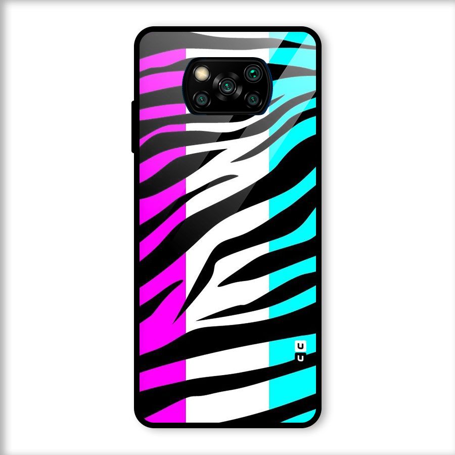 Zebra Texture Glass Back Case for Poco X3